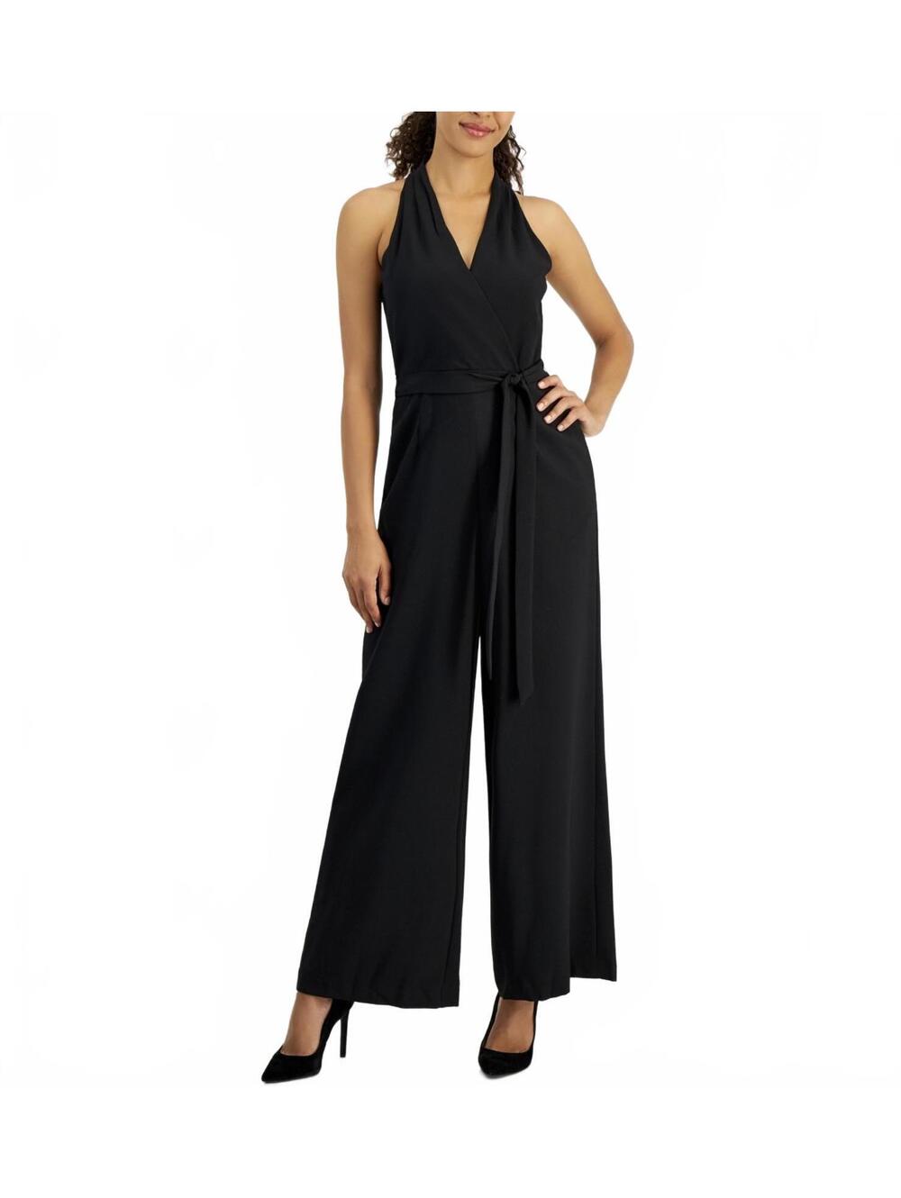 Julia Jordan Tie Waist Wide Leg Halter Jumpsuit NWT Navy Blue Size 6
